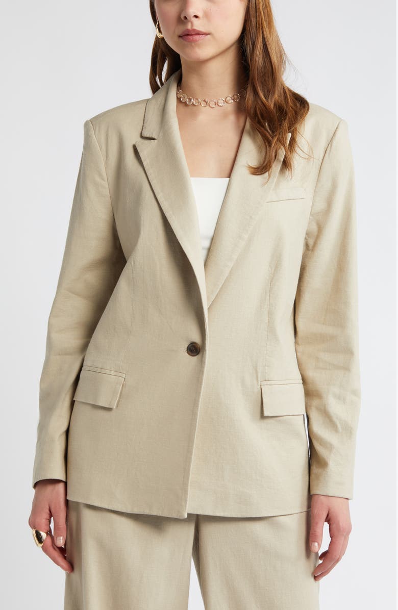 2 Piece Beige Peak Lapel Single Buttons Women's Suit (Blazer+Pants)