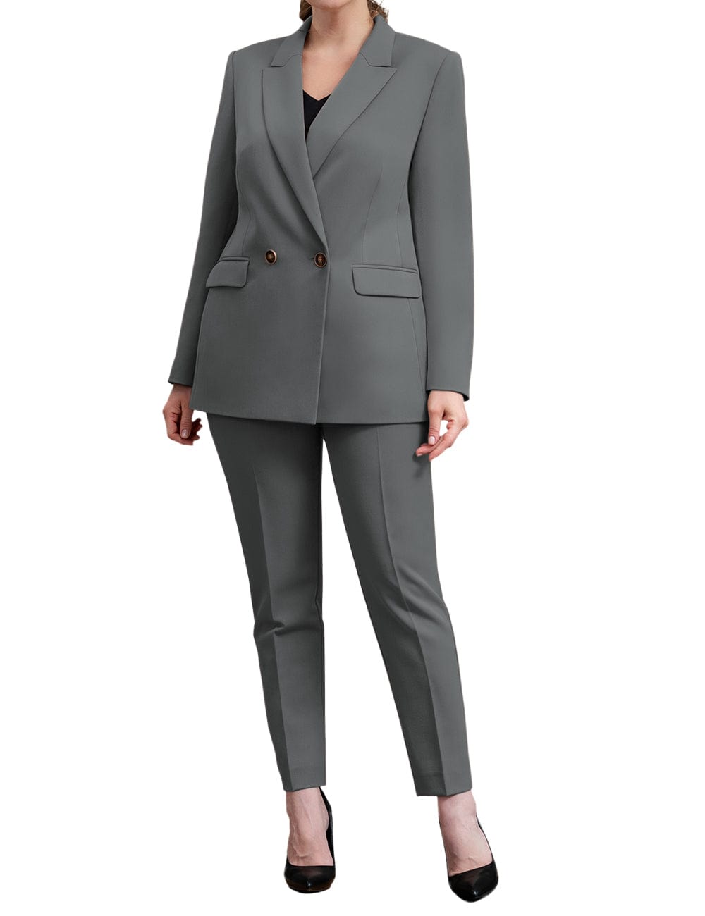 2 Piece Business Peak Lapel Women's Suit（Blazer+Pants）