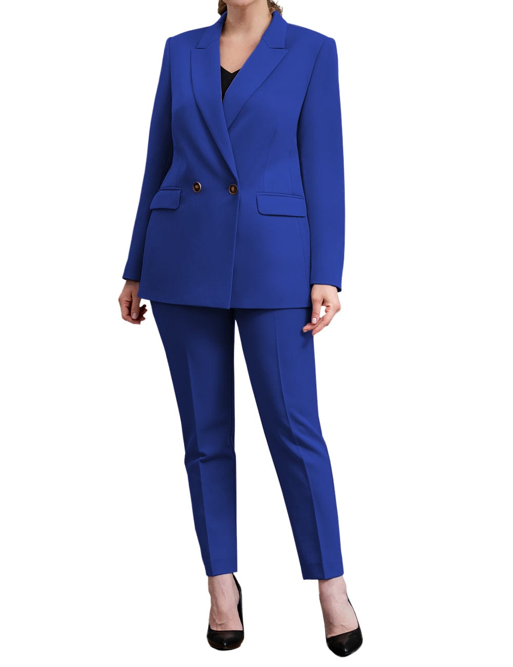 2 Piece Business Peak Lapel Women's Suit（Blazer+Pants）