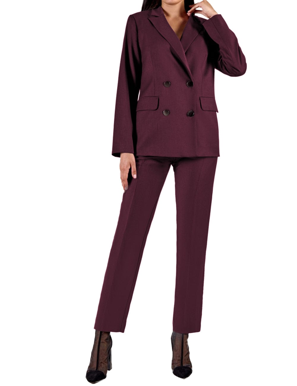 2 Piece Peak Lapel Slim Fit Women's Suit（Blazer+Pants）