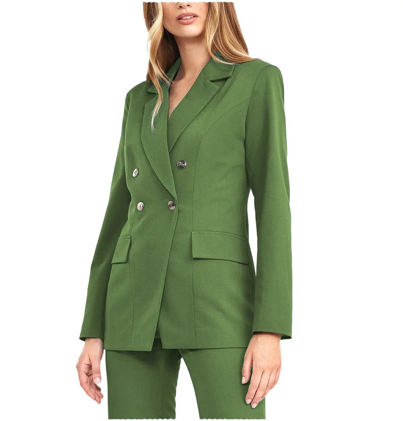 2 Pieces Double Breasted Notch Lapel Women Suit（Blazer+Pants）