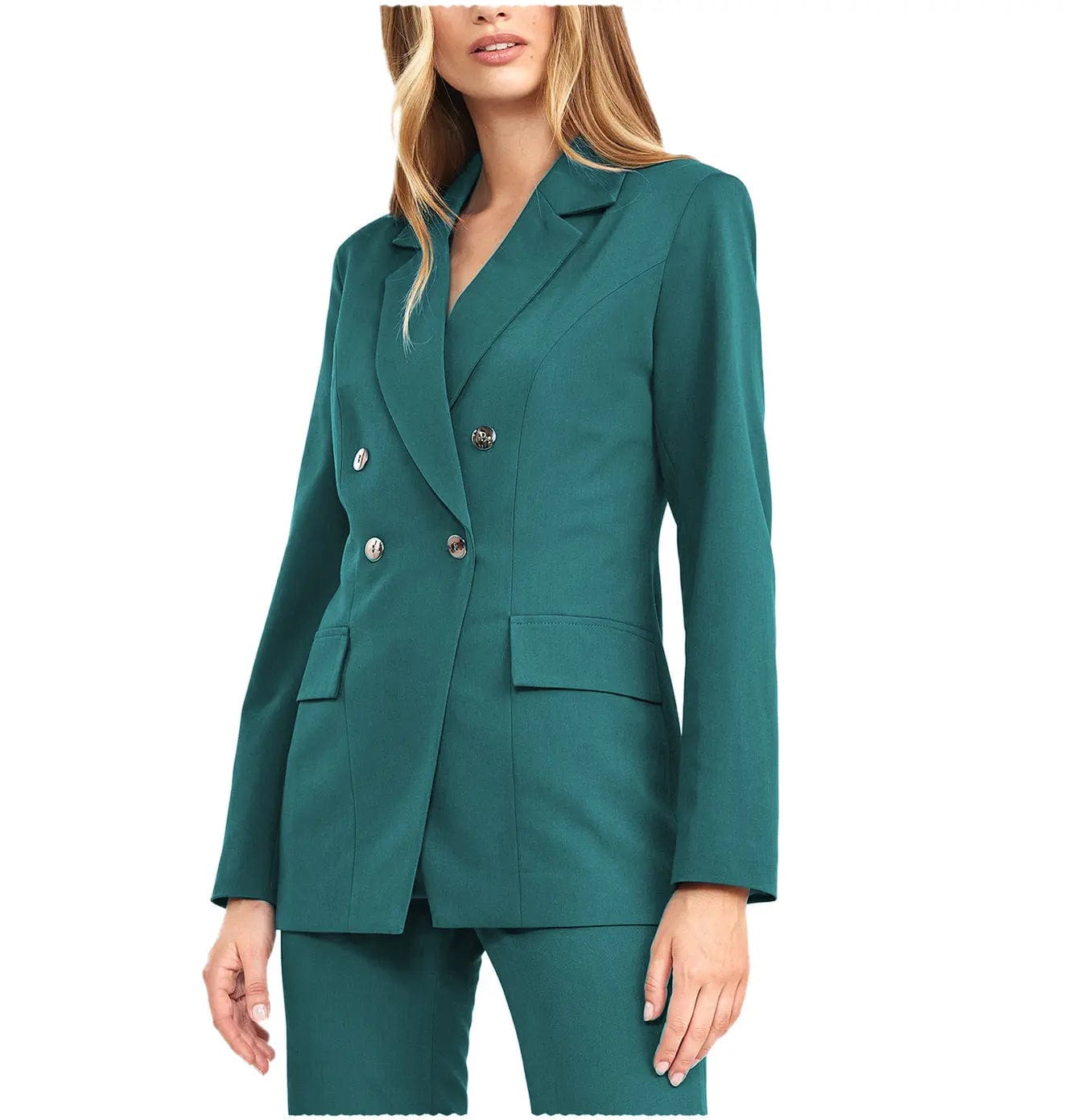 2 Pieces Double Breasted Notch Lapel Women Suit（Blazer+Pants）