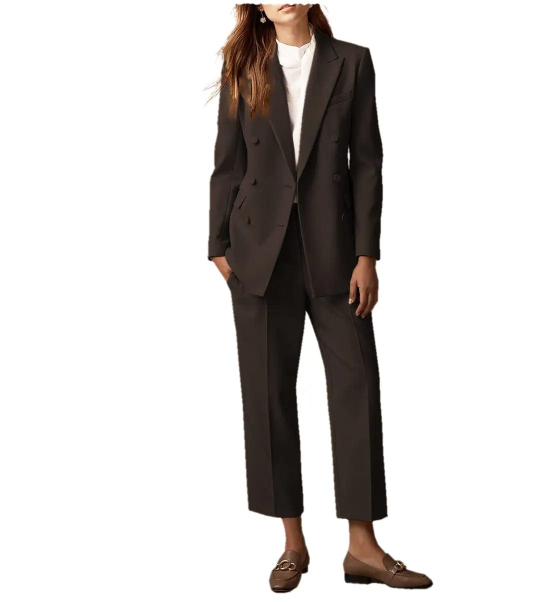 2 Pieces Double Breasted Peak Lapel Women Suit