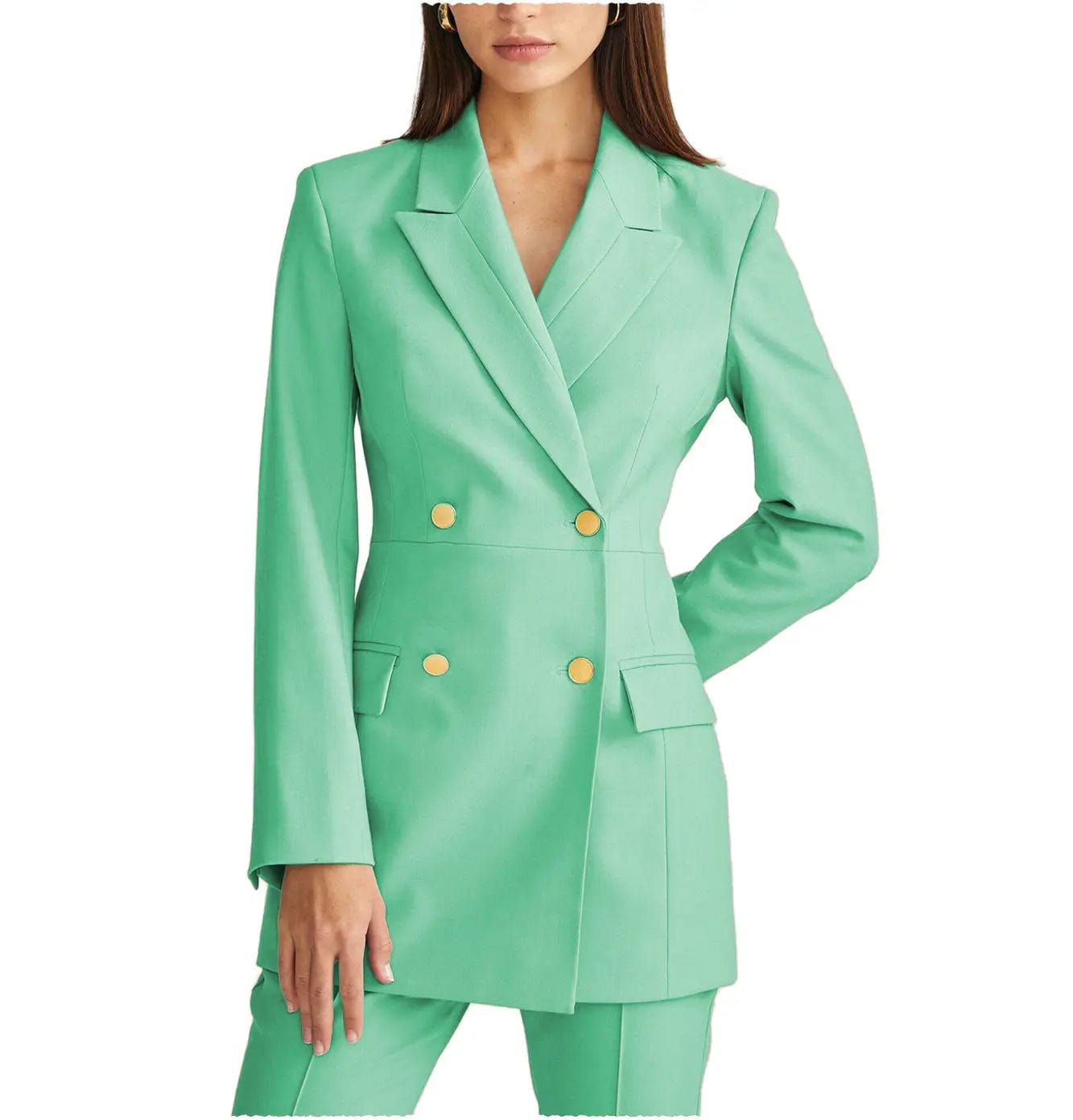 2 Pieces Double Breasted Peak Lapel Women Suit (Blazer+Pants）