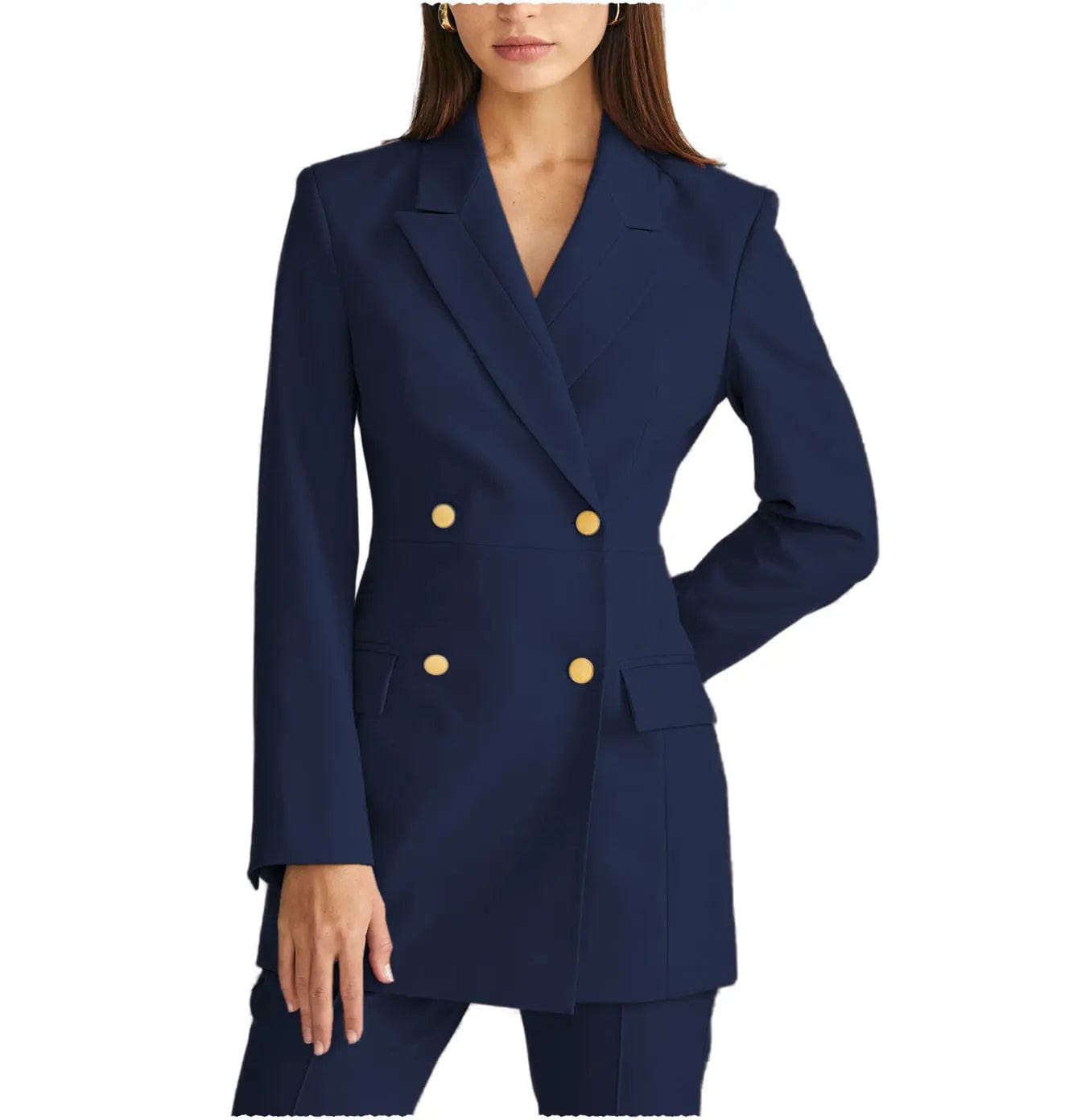 2 Pieces Double Breasted Peak Lapel Women Suit (Blazer+Pants）