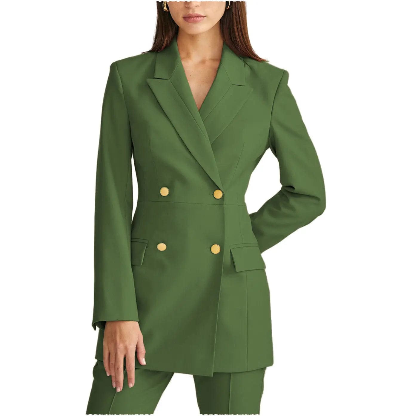 2 Pieces Double Breasted Peak Lapel Women Suit (Blazer+Pants）