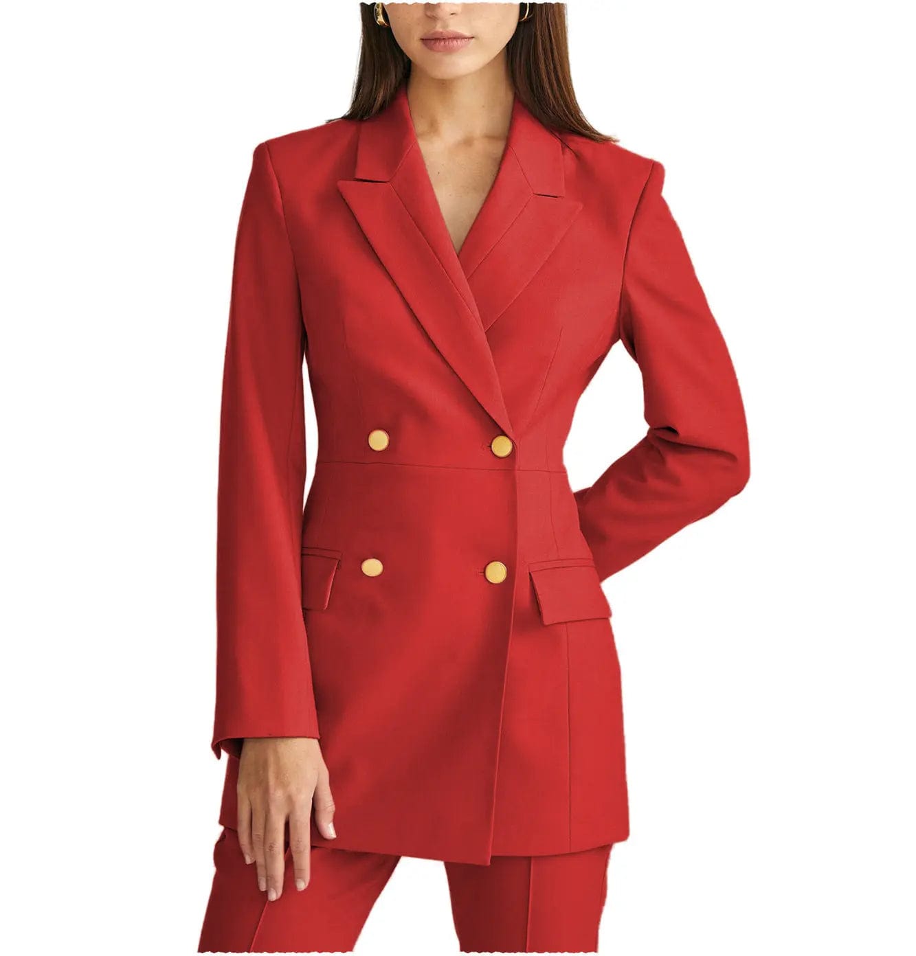 2 Pieces Double Breasted Peak Lapel Women Suit (Blazer+Pants）